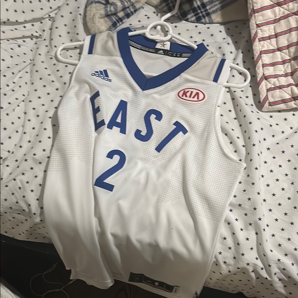 Adidas East White and Blue Basketball Jersey